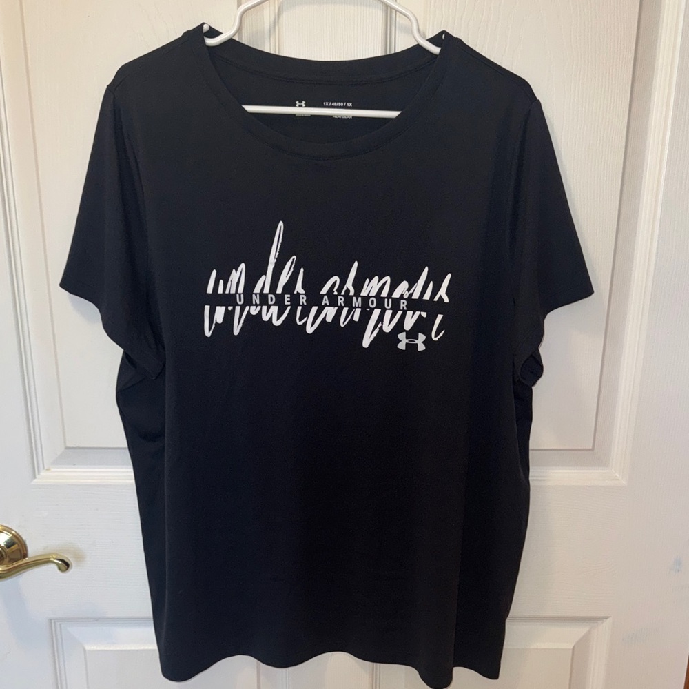 Under Armour Women's Black and White Script Tee